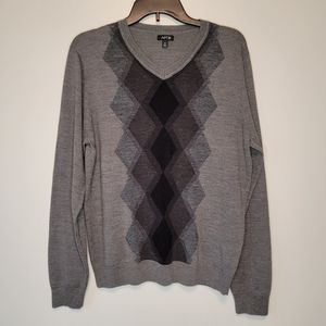 Apt 9 Argyle Sweater Wool Blend Medium Gray
